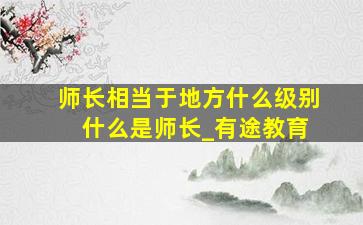 师长相当于地方什么级别 什么是师长_有途教育